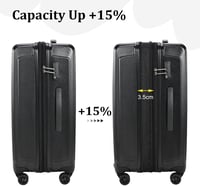 TydeCkare 20 Colos Kézipoggyász Bőrönd Laptoptartóval - Oldalsó Nyitással, Bővíthető ABS+PC Kemény Borítású Könnyű Utazótáska, Fekete 8