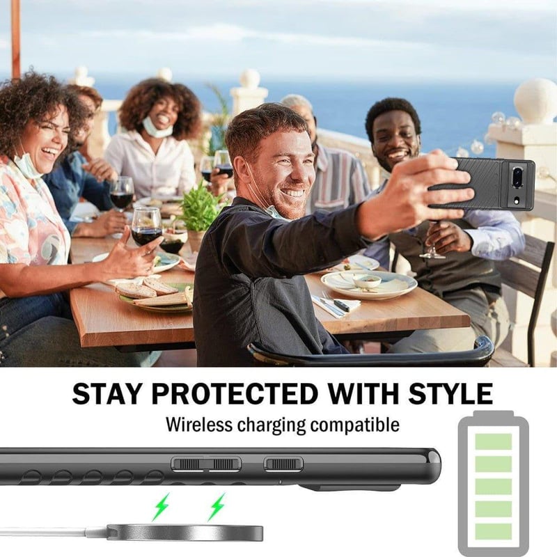 Google Pixel 7 Rácsmintás Vékony Fekete Védőtok - Ütésálló TPU
