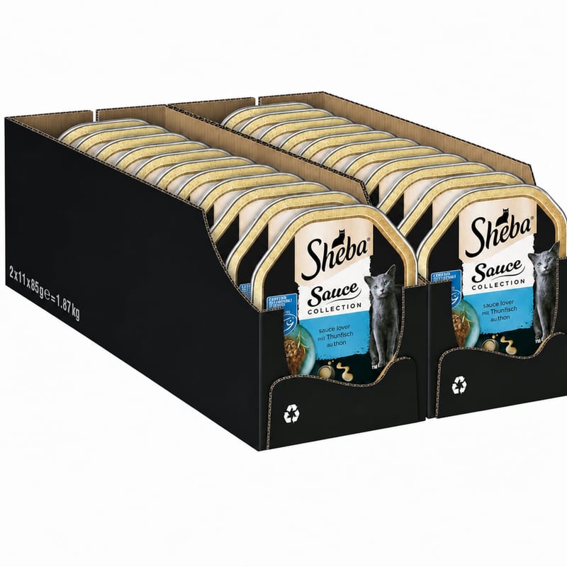 Kolekcia omáčok Sheba pre milovníkov omáčok, vlhké krmivo s tuniakom v omáčke, s certifikátom MSC (2 x 11 x 85 g) – neúplná súprava 21 ks