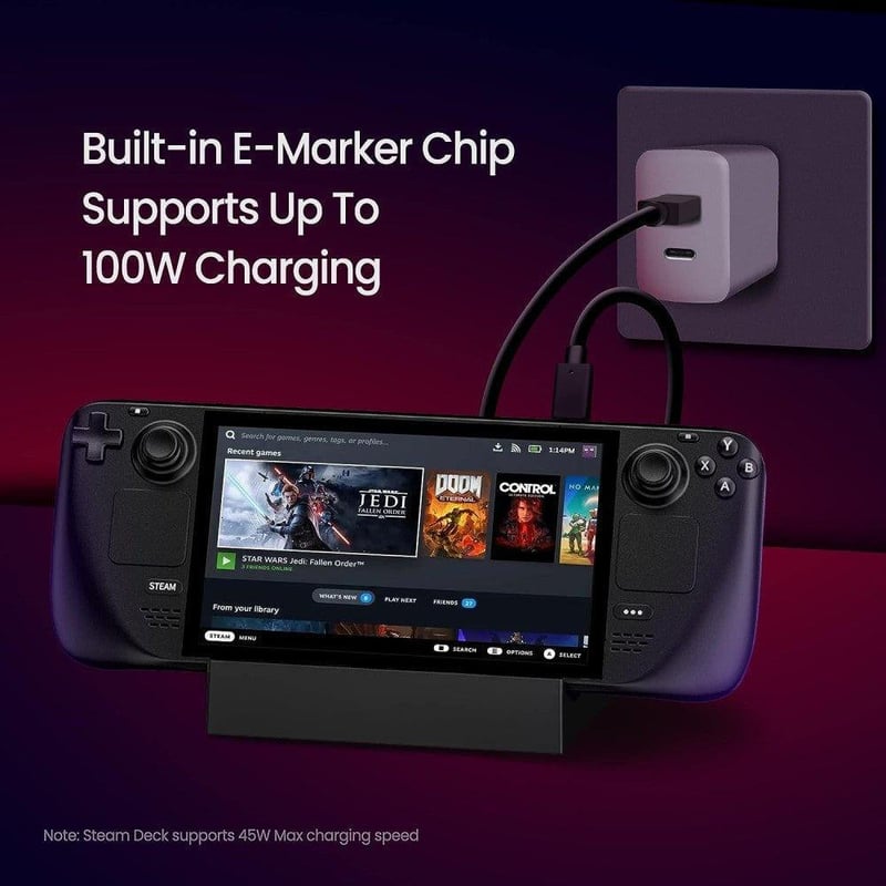 Încărcător rapid USB-C Epessa de 100W și cablu video 4K, 1,5m, negru