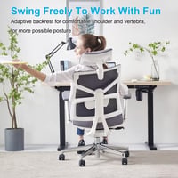 HOLLUDLE Ergonomikus Irodai Szék Állítható Háttámlával és Fejtámlával, Fehér 3