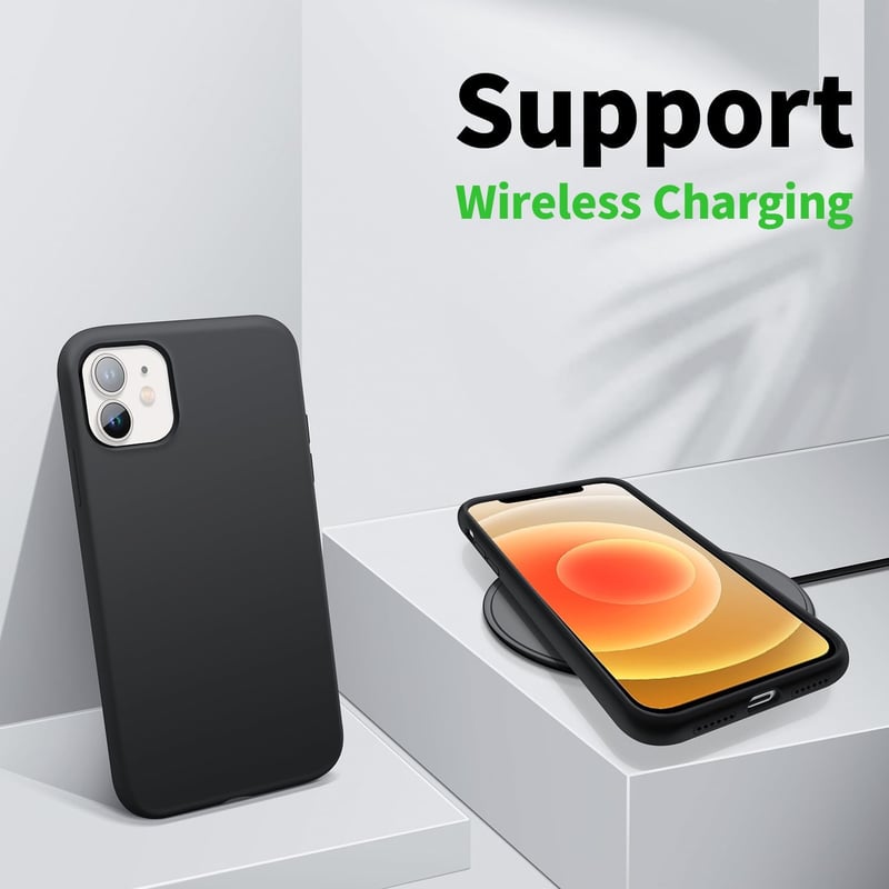 iPhone 12/12 Pro Prémium Szilikon Tok - Fekete, Ütésálló, Mikroszálas Béléssel
