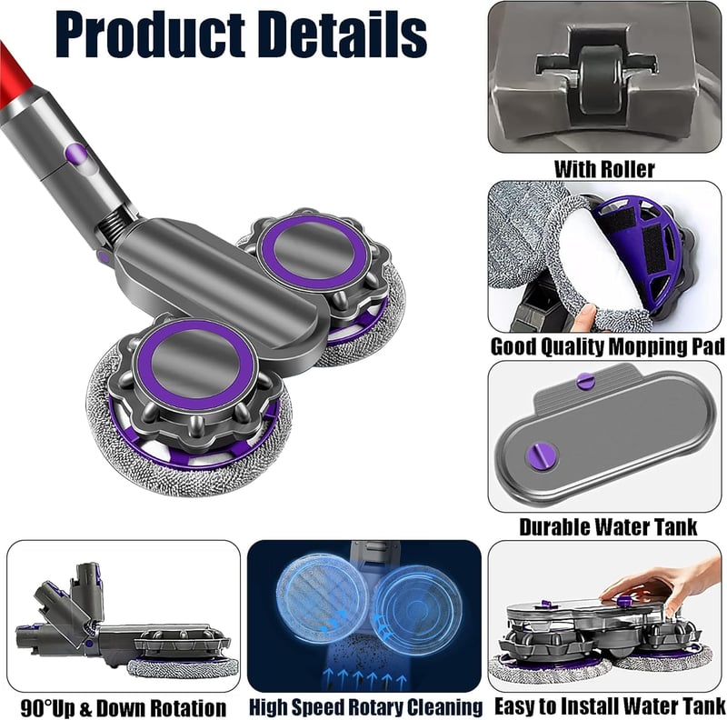 Dyson Digital Slim V12 Fluffy kompatibilis motoros padlókefe mikroszálas kendővel