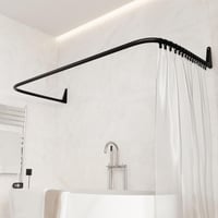 Erica U-alakú zuhanyfüggöny rúd 70x165x70 cm - Falra szerelhető, PVC bevonatú, rozsdamentes, 20 kg teherbírású 1