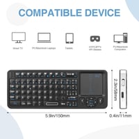 Rii Mini i6 Vezeték Nélküli Billentyűzet Touchpaddal - Bluetooth, IR, USB - Smart TV, TV Box, Tablet, Okostelefon, PC, Konzol Kompatibilis 5