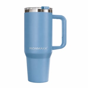 IronMaxx šalica s ručkom - Ice Blue, 1,2 L, od nehrđajućeg čelika, s dvostrukim stijenkama — slamka nije uključena (stanje: vidi 2. sliku)
