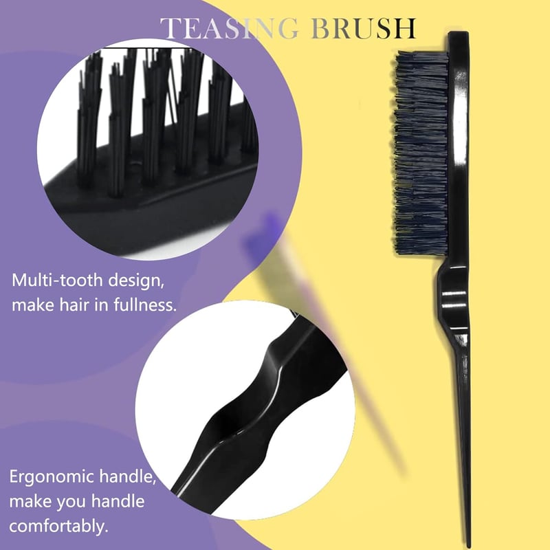 Set de 3 perii și piepteni de coafat pentru frizeri/coafori - negru