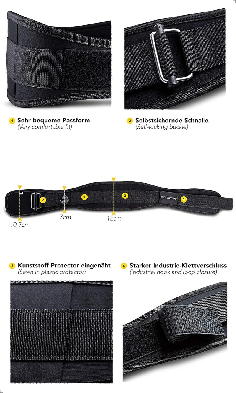 Fitgriff V2 Súlyemelő Öv - Fekete, M méret - Edzőtermi Edzéshez, Crossfithez