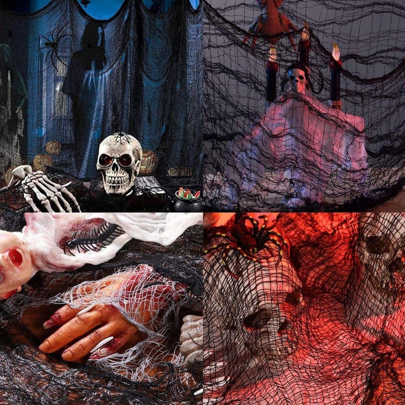 Óriás Fekete Géz Kendő Halloween Kísértetház Dekorációhoz 200x500cm