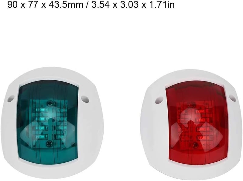 Akozon LED hajólámpa szett - piros-zöld navigációs fény, vízálló, 12-24V, 3W, éjszakai horgászathoz (fehér)