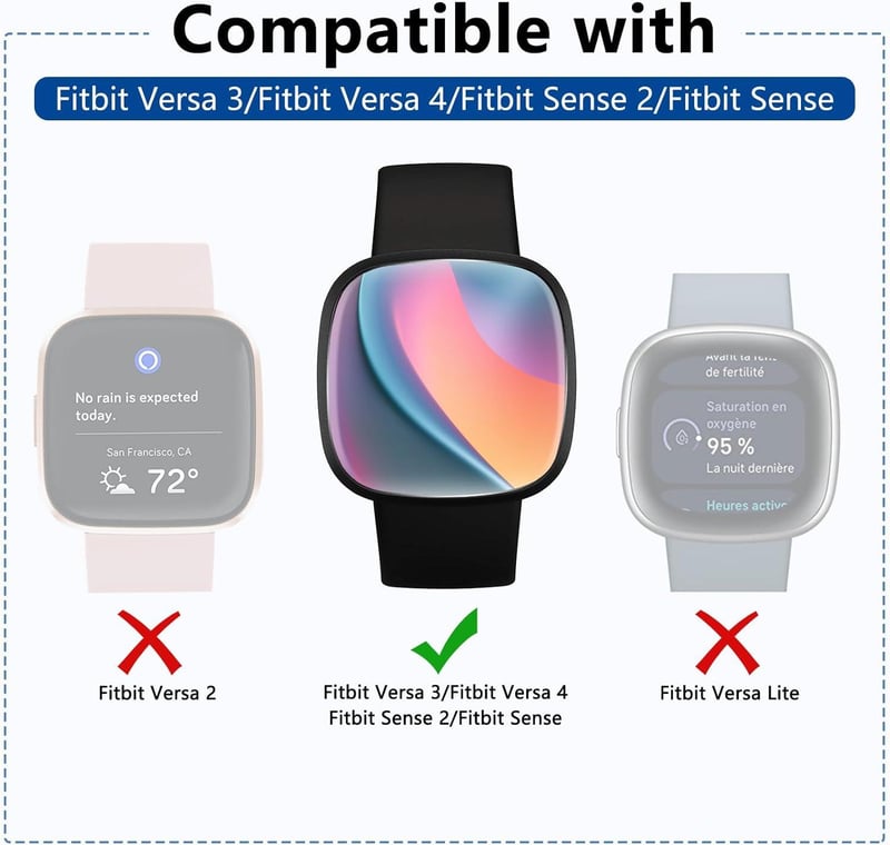 Fitbit Versa 3/4 és Sense 2 edzett üveg képernyővédő, 4 darabos csomag