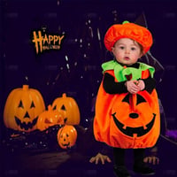 Tökös Halloween jelmez gyerekeknek kalappal és cukorkás zsákkal, 110-es méret 3