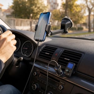 Auto paket za putovanja: 1x USB-C Lightning kabel + 1x držač mobitela + 1x auto punjač + 1x FM odašiljač