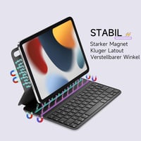 HOU Slim Bluetooth Billentyűzetes Tok iPad 11. Generációhoz (2025 A16) és 10. Generációhoz (2022) - Műbőr Dizájn, Ergonomikus, QWERTZ, Feket 7