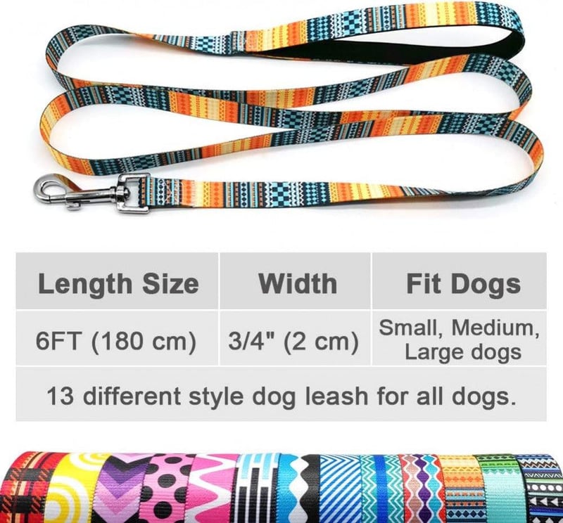 Virágmintás Nylon Kutyapóráz 1,8m - Minden Méretű Kutyának