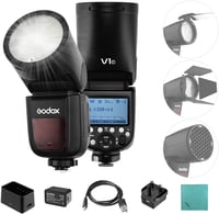 Godox V1C Professzionális Vaku Kerek Fejjel - Canon EOS Kompatibilis (1500D, 3000D, 5D Mark III) - 2.4G Vezeték Nélküli Vakurendszer Fekete 1