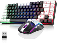 RedThunder 75% Vezeték Nélküli Gamer Billentyűzet és Egér Szett, DE TKL Elrendezés, Újratölthető, Ultrakönnyű 7200DPI Méhsejt Egér, PC/Mac/P 1