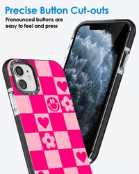 iPhone 11 Rózsaszín Szilikon Tok Virágos-Szívecskés Mintával Lányoknak 5