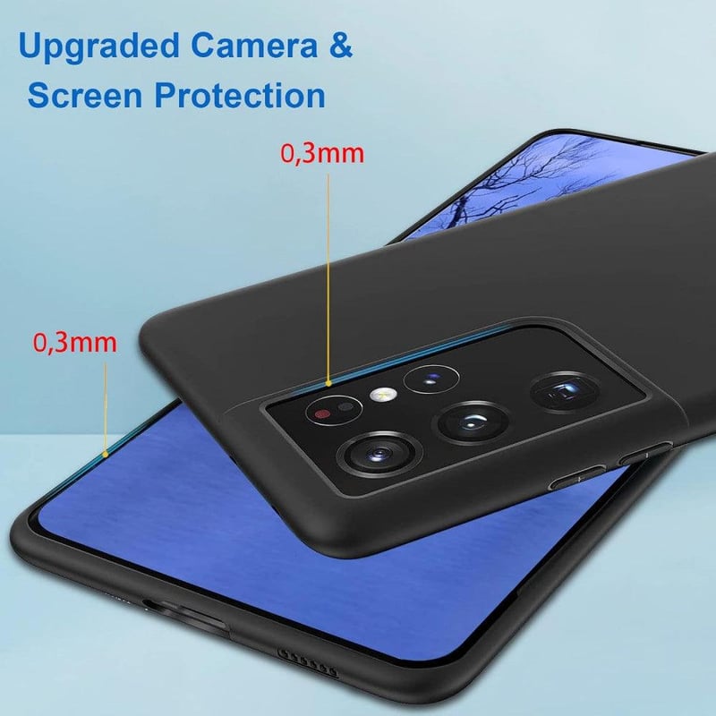 Samsung Galaxy S21 Ultra Matt Fekete Ütésálló Védőtok - Csúszásmentes TPU