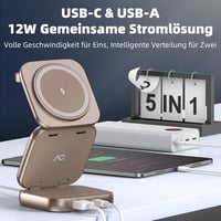AC Island 5 az 1-ben Mágneses Töltőállomás iPhone 16/15/14/13/12, Apple Watch, AirPods Készülékekhez - Összecsukható Utazási Vezeték Nélküli 3