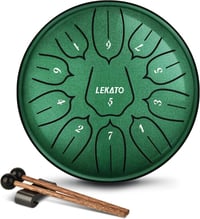 LEKATO 6 Inch Acél Nyelvdob 11 Hanggal D Kulcsban Handpan Esődob Gyógyító Hangokkal Zöld 1