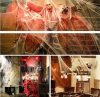 Óriás Halloweeni Pókháló Szett: Háromszög Háló, Fehér Dekor és Nagy Fekete Pók 5