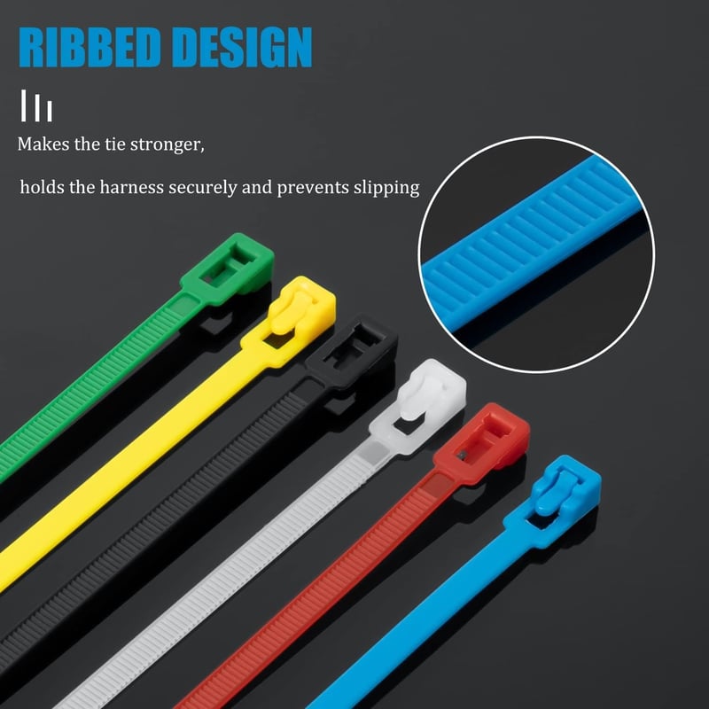 XINGO 100db Újrahasználható Kábelkötegelő - Fehér, 300mm x 7,6mm, UV- és Hőálló Nylon Kábelrendező, Környezetbarát Kötegelőpánt