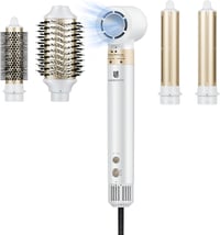 webeauty 5 az 1-ben Hajszárító és Hajformázó Készlet - 110.000 RPM, 200 Millió Negatív Ion, Kefés Hajszárító és Légáramú Hajgöndörítő, Fehér 1