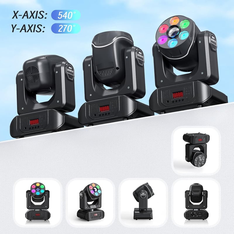 LED Moving Head Fényvető 90W RGBW Távirányítós Diszkófény 8 Mintával