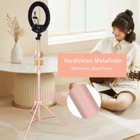 Koolehaoda 160cm Rózsaszín Állvány Gömbfejjel és Telefontartóval - Hordozható Világítóállvány Videózáshoz, Élő Közvetítéshez, 10kg Teherbírá 5