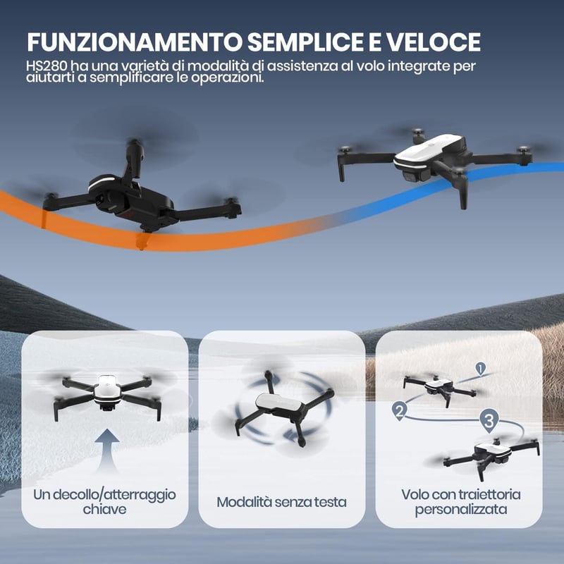 Holy Stone HS280 Drón 1080P HD Kamerával, WiFi, 30 Perc Repülési Idő, 2 Akkumulátor, Hangivezérlés, Élő Videó, Kezdőknek és Gyerekeknek, Hor