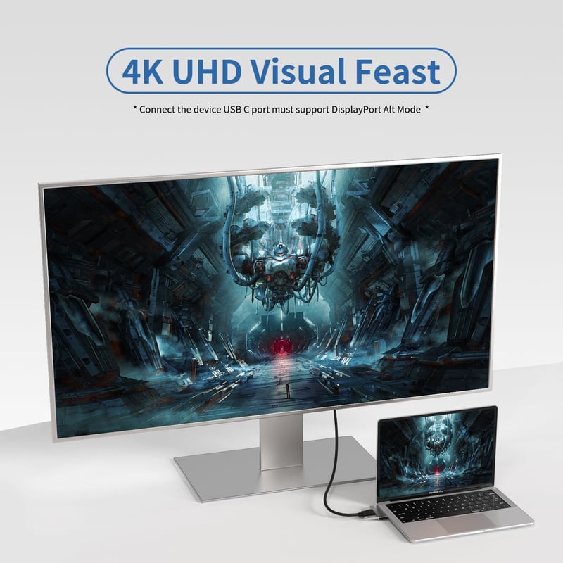 JESWO 3 az 1-ben USB-C Hub 4K HDMI-vel és PD töltéssel, Windows/Mac/iPad kompatibilis