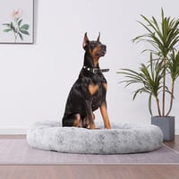 Kerek, mosható, ortopéd kutyaágy - 120 cm, világosszürke donut kutyafekhely 3