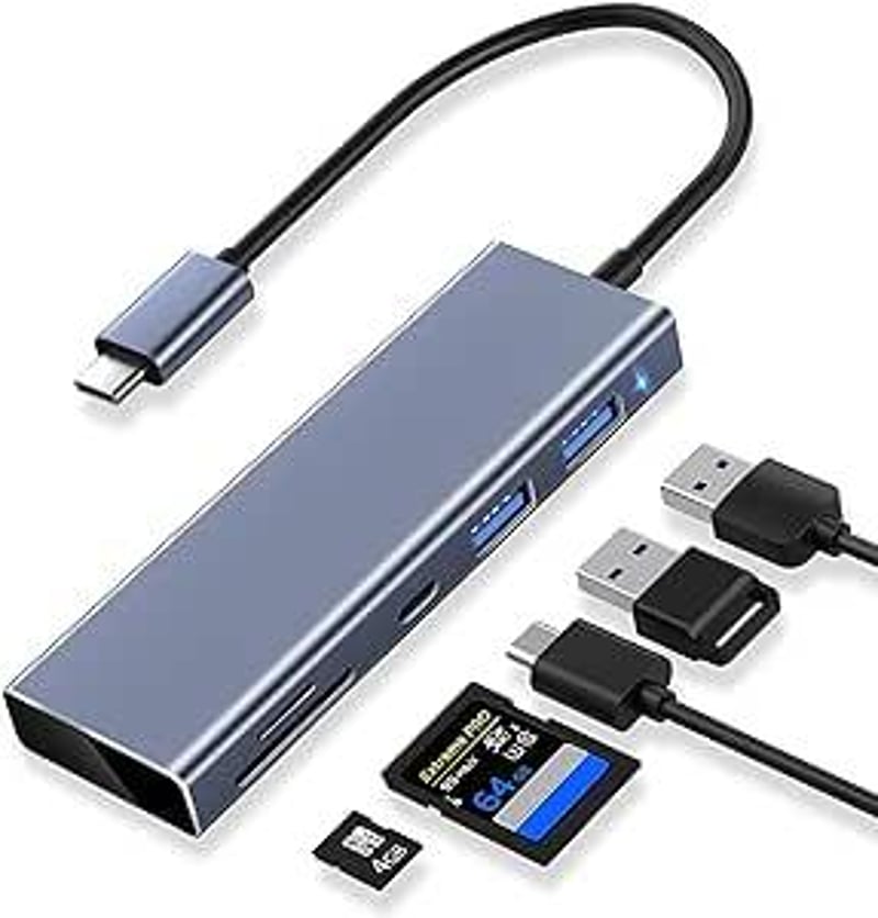 MacBook USB-C Hub: 2 USB 3.0 Port, SD/TF Kártyaolvasó, Surface Kompatibilis