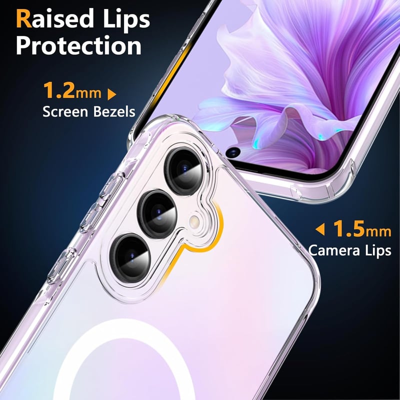 Samsung Galaxy A55 5G Átlátszó Mágneses Tok Edzett Üveggel - Katonai Védelem