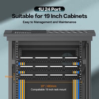 24 Port Patch Panel CAT6A 19" Rack Mount Ethernet Fali Rendező Panel Cat5/5e/6/6A Kábelekhez 6