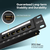 24 Port Patch Panel CAT6A 19" Rack Mount Ethernet Fali Rendező Panel Cat5/5e/6/6A Kábelekhez 4