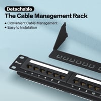 24 Port Patch Panel CAT6A 19" Rack Mount Ethernet Fali Rendező Panel Cat5/5e/6/6A Kábelekhez 3