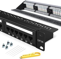 24 Port Patch Panel CAT6A 19" Rack Mount Ethernet Fali Rendező Panel Cat5/5e/6/6A Kábelekhez 1