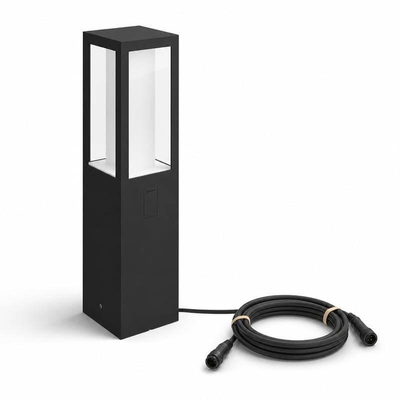 Vonkajšie stĺpikové svietidlo Philips Hue Impress čierne, záhradné osvetlenie, bez adaptéra (neúplné, výstavný kus) (stav: pozri 2. obrázok)