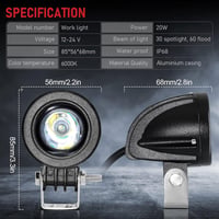 Dinfu 2 Inch LED Motorkerékpár Kiegészítő Fényszóró - 12-24V IP68 Vízálló Spotlámpa ATV UTV Dirt Bike Terepjáró Csónak Pickup Járművekhez 3