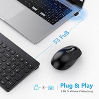 OMOTON vezeték nélküli billentyűzet és egér szett, Windows kompatibilis, QWERTZ, fekete 6