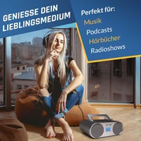 KLIM Boombox B4 Hordozható CD Lejátszó AM/FM Rádióval, Bluetooth, USB, MP3 Funkcióval, Újratölthető Akkumulátorral, Távirányítóval és Digitá 4