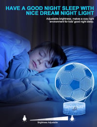 Nice Dream Focilabda 3D Éjjeli Lámpa - 16 Színű LED Világítás Távirányítóval, Optikai Illúzió Hangulatfény Gyerekszobába, Születésnapi Ajánd 4