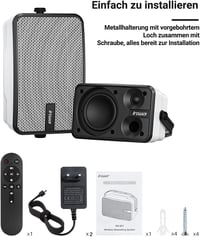 Inwa Bluetooth Kültéri Hangszóró Szett, 400W, IPX5 Vízálló, Vezeték Nélküli Hangrendszer Kertbe és Teraszra, 2 db, Sync Speaker Funkcióval,  7