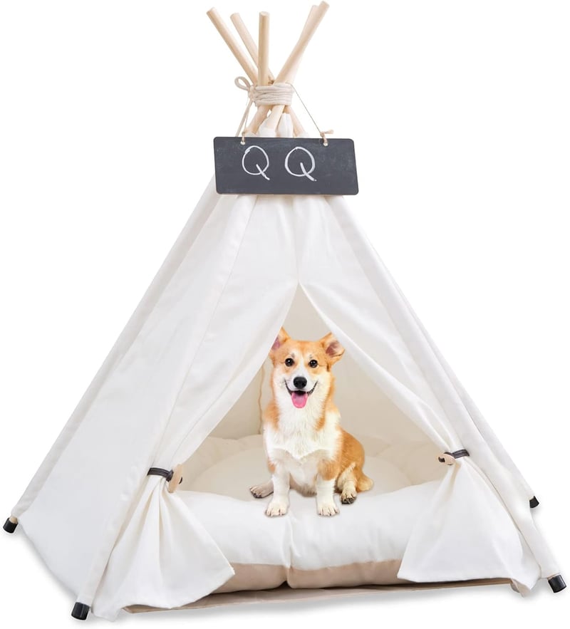 HOMCENT Tipi Kutyaház Párnával - Közepes Méretű Kutyáknak és Macskáknak (60x60x70cm)
