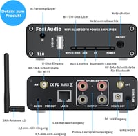 Fosi Audio T10 200W WiFi Bluetooth HiFi erősítő, távirányítóval 2