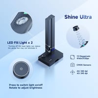 CZUR Shine Ultra 13MP A3 Hordozható Dokumentum és Könyvszkenner - OCR 180+ Nyelv, Folyamatos Megvilágítás, Windows és macOS Kompatibilis - 13 Megapixel 2