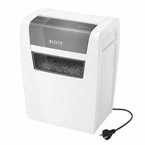 Distrugător de documente Leitz IQ Home, nivel de securitate P4, 7-6 coli 70-80 g/m², 15 litri — resturi de hârtie în mecanismul de tăiere (stare: vezi a 2-a imagine)