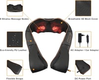 TRIDUCNA Nyak- és Vállmasszírozó Párna - Shiatsu Masszázs Hőfunkcióval, 3D Forgó Fejekkel, 3 Sebességgel - Otthoni, Irodai és Autós Használa 5